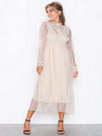 Figurnære kjole - Light Beige U Collection Long Sleeve Mesh Dress