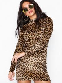 Parisian Leopard Print Velvet High Neck Dress