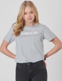 Calvin Klein, LOGO REGULAR FIT TEE, Grå, T-shirt/Singlet för Jente, 16 år