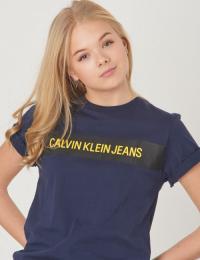 Calvin Klein, BOX LOGO REGULAR TEE, Blå, T-shirt/Singlet för Jente, 14 år
