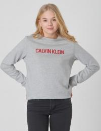 Calvin Klein, LOGO COTTON TERRY SWEATSHIRT, Grå, Gensere/Cardigans för Jente, 14 år