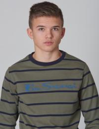 Ben Sherman, Engineered Stripe Crew Sweat, Grønn, Gensere/Cardigans för Gutt, 15-16 år