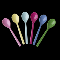 Rice 6 melamine teaspoons in assorted classic colors One Size