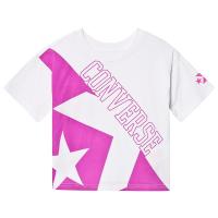 Converse White and Pink Linear Star Boxy T-Shirt 10-12 years