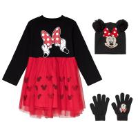 Disney Minnie Mouse Pakke med Disney® Minnie Mus lue og votter + kjole i svart