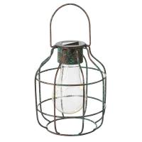 Dekorativ LED-solcellelampe Cage i vintagestil