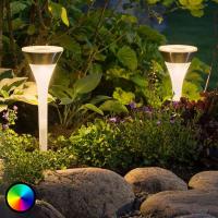 Solardrevet jordspydlampe Assisi med RGB-LED