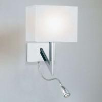 Vegglampe VEY m. LED-leselys, krom