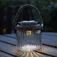 Solcelledrevet LED bordlampe Jar i glass