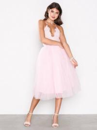 Skater dresses - Light Pink Rare London Lace Panel Midi Dress