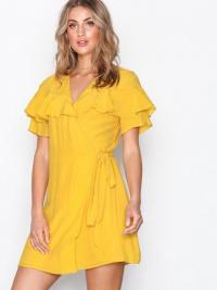 Loose-fit dresses - Mustard Glamorous Wrap Flounce Dress