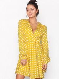 Langermede kjoler - Yellow Glamorous Long Sleeve Flounce Dress