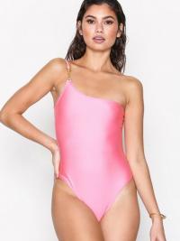 Badedrakter - Pink Missguided One Shoulder Swimsuit