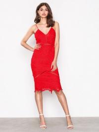 Figurnære kjole - Red Missguided Lace Ladder Detail Midi Dress