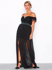 Maxikjole - Black Rare London Bardot Lace Detail Maxi Dress