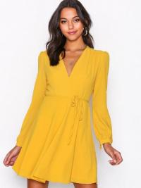 Skater dresses - Mustard Glamorous Long Sleeve Flounce Dress