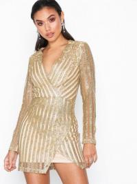 Missguided Glitter Striped Front Wrap Dress