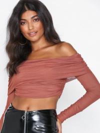 NLY One Mesh Ruched Crop Top Rust