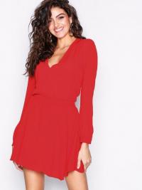 Glamorous Waisted Long Sleeve Dress Red