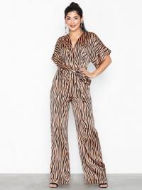 Missguided Satin Animal Print Belted Jumpsuit