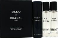 Chanel Bleu de Chanel Gavesett 20ml EDP Påfyllbar Spray + 2 x 20ml Påfyll