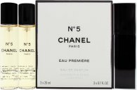 Chanel N°5 Eau Premiere Gavesett 20ml EDP Purse Spray + 2 x 20ml Refills
