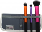 Real Techniques Travel Essentials Gavesett 3 x Brushes + Case