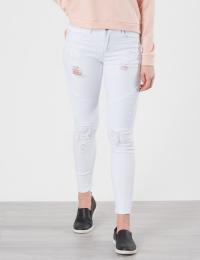 Grunt JEGGING DAMAGE 7/8 BIKER Hvit Jeans för Jente