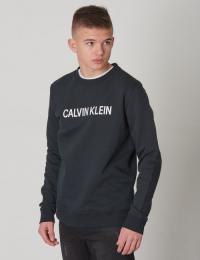 Calvin Klein, LOGO BRUSHED CREW, Svart, Gensere/Cardigans för Gutt, 16 år
