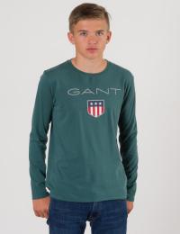 Gant, TB. GANT SHIELD LOGO LS T-SHIRT, Grønn, T-shirt/Singlet för Gutt, 176 cm