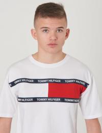 Tommy Hilfiger, U FLAG TEE S/S, Hvit, T-shirt/Singlet för Gutt, 10 år