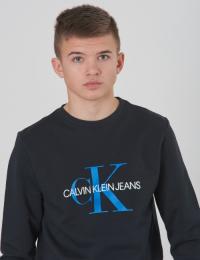 Calvin Klein, MONOGRAM TERRY CREW, Svart, Gensere/Cardigans för Gutt, 12 år