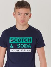 Scotch Shrunk, Regular fit SS Tee, Blå, T-shirt/Singlet för Gutt, 14 år