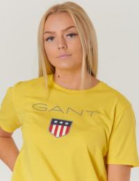 Gant, D1.  GANT SHIELD LOGO SS T-SHIRT, Gul, T-shirt/Singlet för Jente, 176 cm