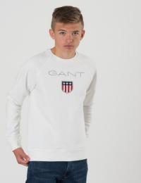 Gant, GANT SHIELD LOGO SWEAT C-NECK, Hvit, Gensere/Cardigans för Gutt, 176 cm