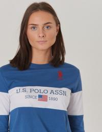 US Polo, Cut & Sew LS T-Shirt, Blå, T-shirt/Singlet för Jente, 14-15 år