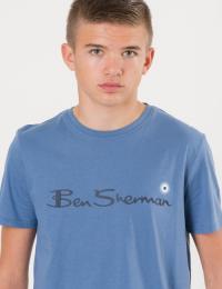 Ben Sherman, Script Text Tee, Blå, T-shirt/Singlet för Gutt, 14-15 år