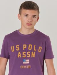 US Polo, Text T-Shirt, Lilla, T-shirt/Singlet för Gutt, 14-15 år