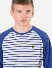 Lyle & Scott, LS Baseball Breton T-Shirt, Blå, T-shirt/Singlet för Gutt, 14-15 år