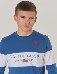 US Polo, Cut & Sew LS T-Shirt, Blå, T-shirt/Singlet för Gutt, 14-15 år