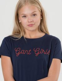 Gant, GANT GIRLS SS T-SHIRT, Blå, T-shirt/Singlet för Jente, 176 cm