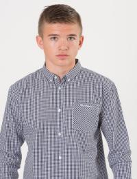 Ben Sherman, Classic LS Gingham, Blå, Skjorter för Gutt, 15-16 år