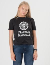 Franklin & Marshall, F and M Logo Tee, Svart, T-shirt/Singlet för Jente, 8-9 år