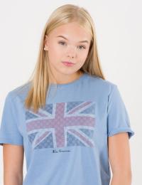 Ben Sherman, Textured Flag Tee, Blå, T-shirt/Singlet för Jente, 14-15 år