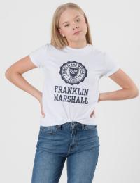 Franklin & Marshall, F and M Logo Tee, Hvit, T-shirt/Singlet för Jente, 8-9 år