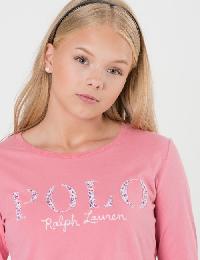 Ralph Lauren LONG SLEEVE POLO TEE Rosa T-shirt/Singlet för Jente