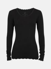 Wool lace langermet topp i ull - Svart