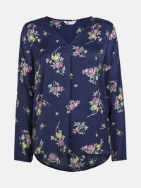 Nadia bluse med blomsterprint - Marineblå