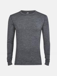 Langermet t-skjorte i ull - Melert mørk grå