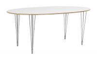 Fusion Spisebord oval,  hvid højtrykslaminat, krom, 190x100